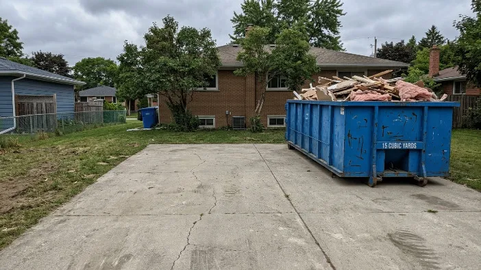 Residential demolition after 30 yard dumpster rental